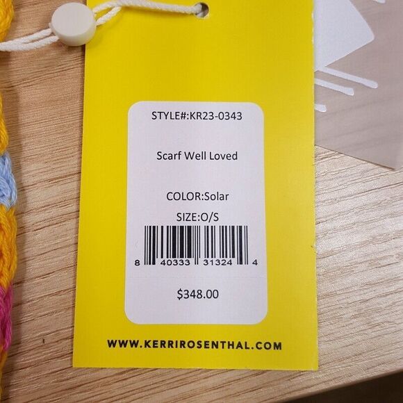 KERRI ROSENTHAL Womens Scarf Yellow Smiley Happy Face WELL LOVED 66x18.5 $348 - Picture 7 of 8